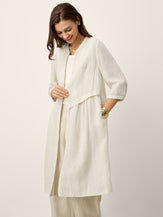 Linen-Lyocell Deconstructed Asymmetric Front Pleat Mini Dress EULALIE by LINTICO for women
