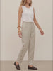Natural Melange 100% Linen Wood Button Slit Hem Ankle Pants ALBA product video