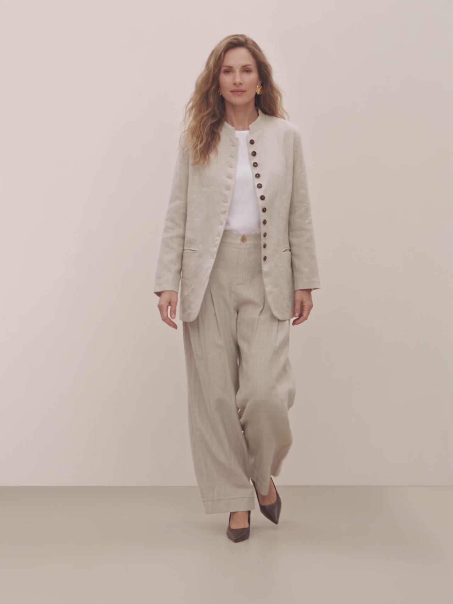 100% Linen Stand Collar Princess Seam Jacket ALIDA – LINTICO