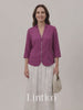 Berry Wine 100% Linen Stand Collar Zip Front Jacket MAELLE product video