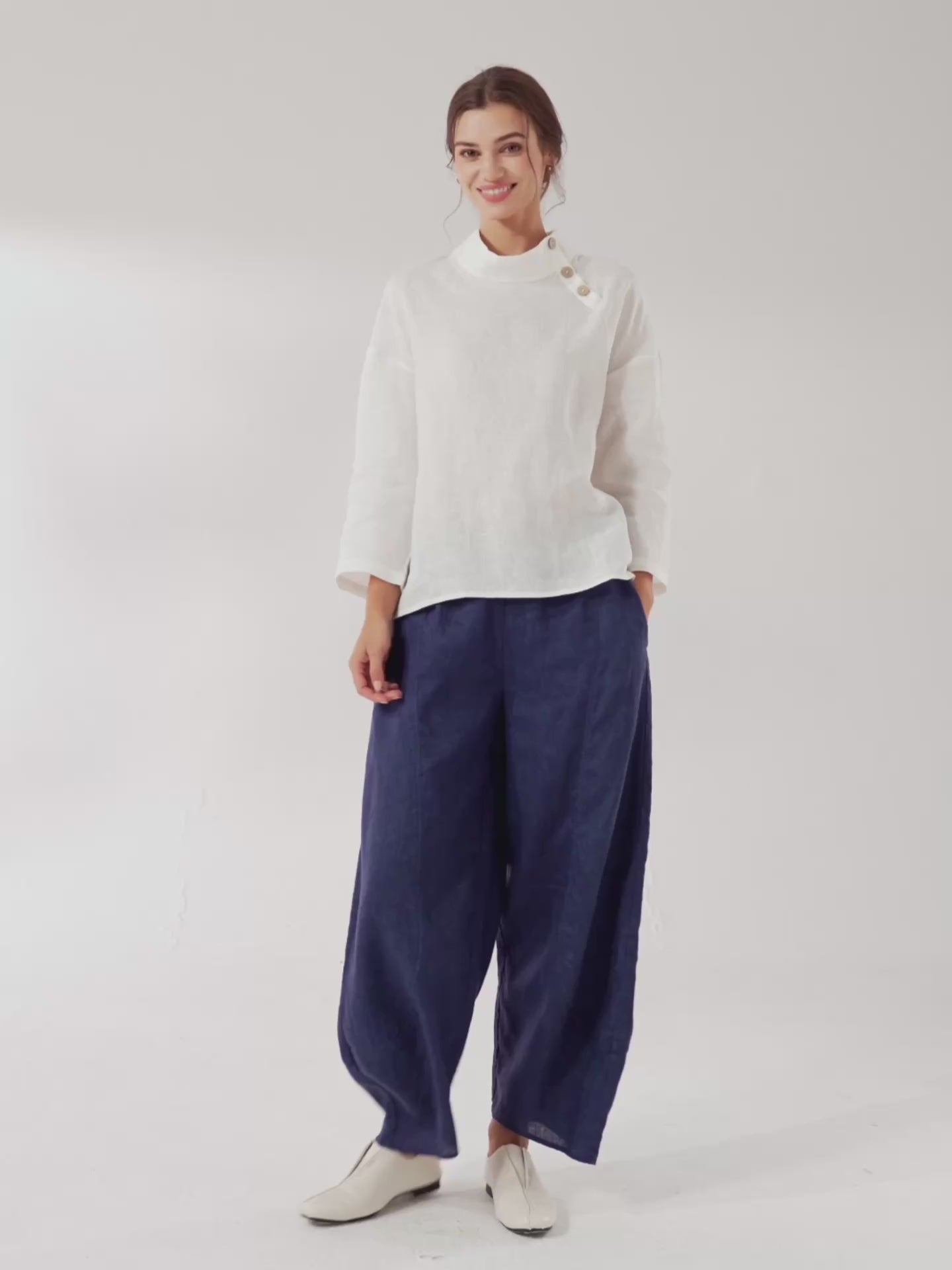 100% Linen Classic Ankle Pants ZOE