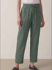 Eucalyptus Green 100% Linen Drawstring Utility Ankle Pants AMELINE product video