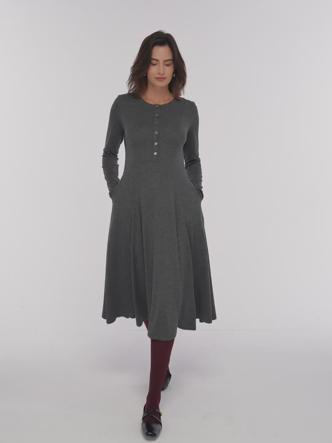 Cashmere Buttoned Panel Maxi Dress BREE