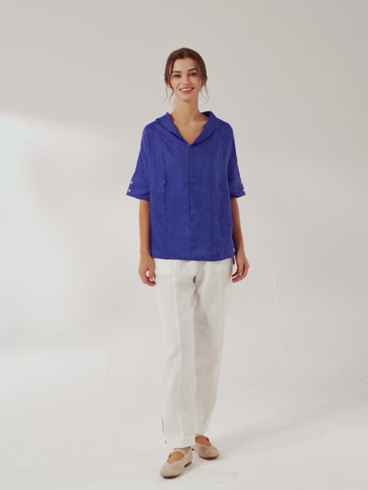 Tシャツ・カットソー PESERICO T-shirt in linen and cotton yarn (R59041F12 D61) Peserico T-Shirt In Linen And Cotton Yarn In Blue - 44% Off