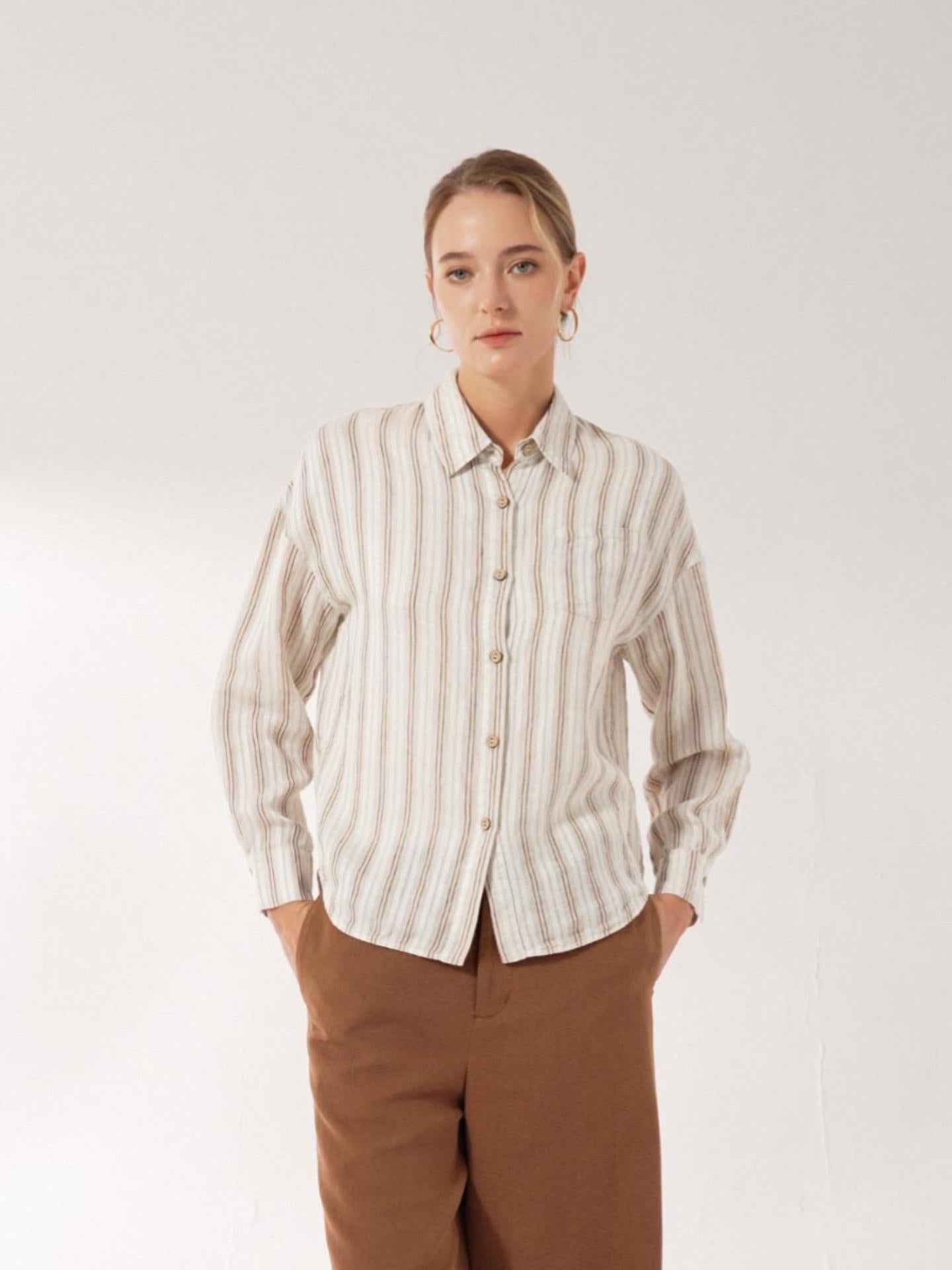 Linen Striped Drop Shoulder Shirt KENNEDY – LINTICO