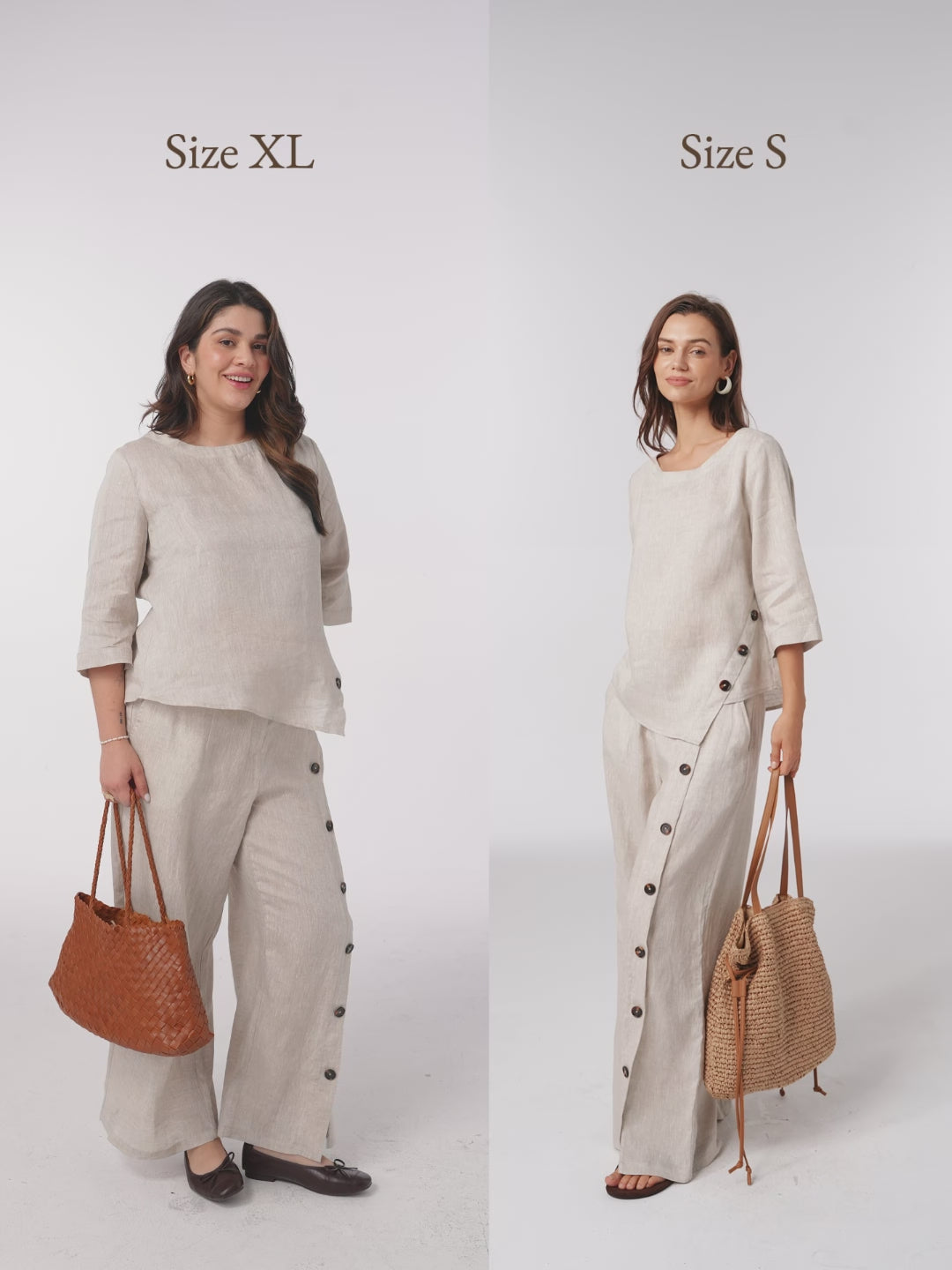 100% Linen Asymmetric-Hem Button-Trim Top NYLA – LINTICO
