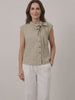 Straw Check 100% Linen Yarn Dyed Check Tie Neck Top ISALINE product video