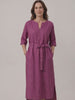 Berry Wine 100% Linen Side Tie Cocoon Maxi Dress SOLENE product video
