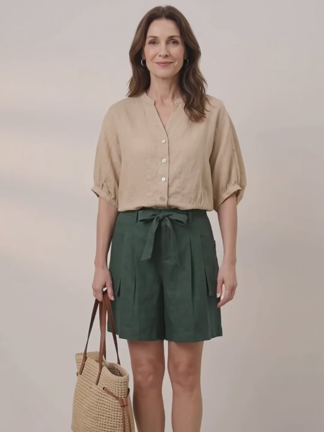 Butter Yellow 100% Linen Batwing Sleeve Peplum Shirt MIRELLA product video