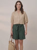 Butter Yellow 100% Linen Batwing Sleeve Peplum Shirt MIRELLA product video