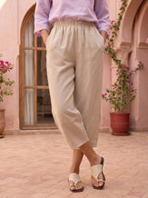 100% Linen Crop Pants RORY by LINTICO for women