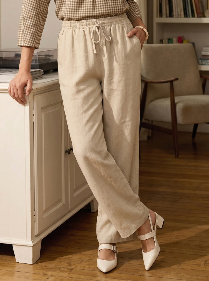 100% Linen Classic Pants LYON by LINTICO for women