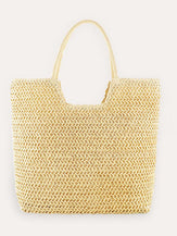 Cabas tressé à anses anneau - beige / One-Size - ACCESSOIRES-Sac