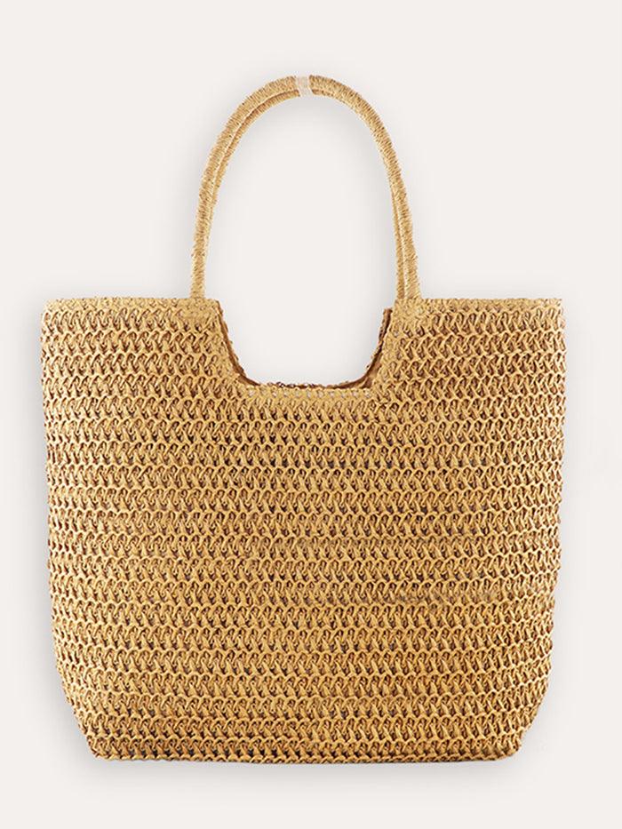 Cabas tressé à anses anneau - marron clair / One-Size - ACCESSOIRES-Sac