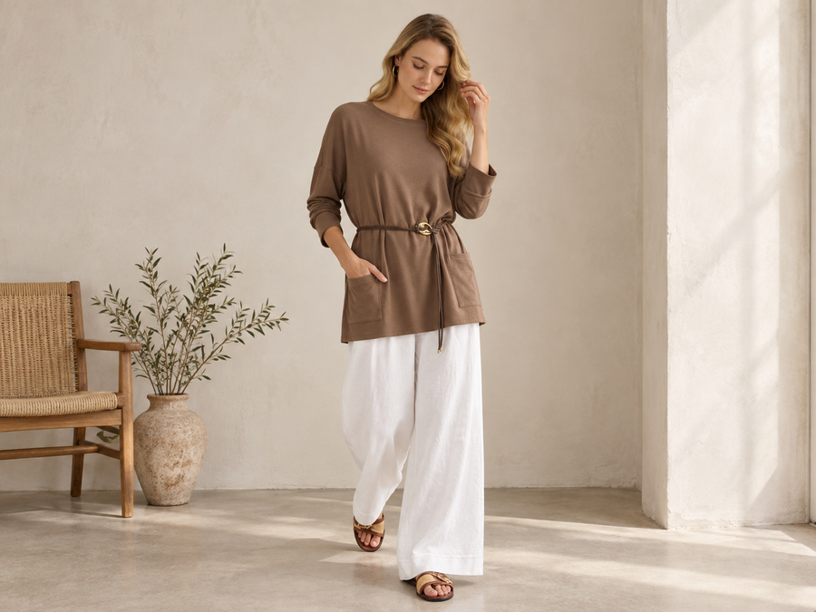 Smoky brown Lintico textured linen jacket